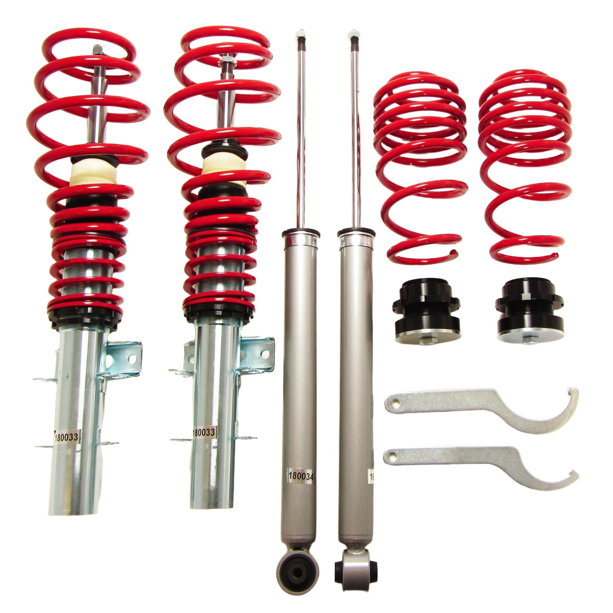 Redline Gewindefahrwerk passend für VW Polo 9N, 9N2, 9N3 und Fox 5Z 1.2, 1.4, 1.6, 1.8T, 1.4 TDi, 1.9SDi, 1.9TDi, Baujahr 04.2002-2009